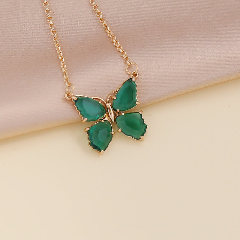 Wholesale Multicolor Zircon Butterfly Necklace